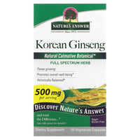 Nature’s Answer, Ginseng Root Korean 500 mg, 50 Capsules UPC 083000162343 | Hilife Vitamins