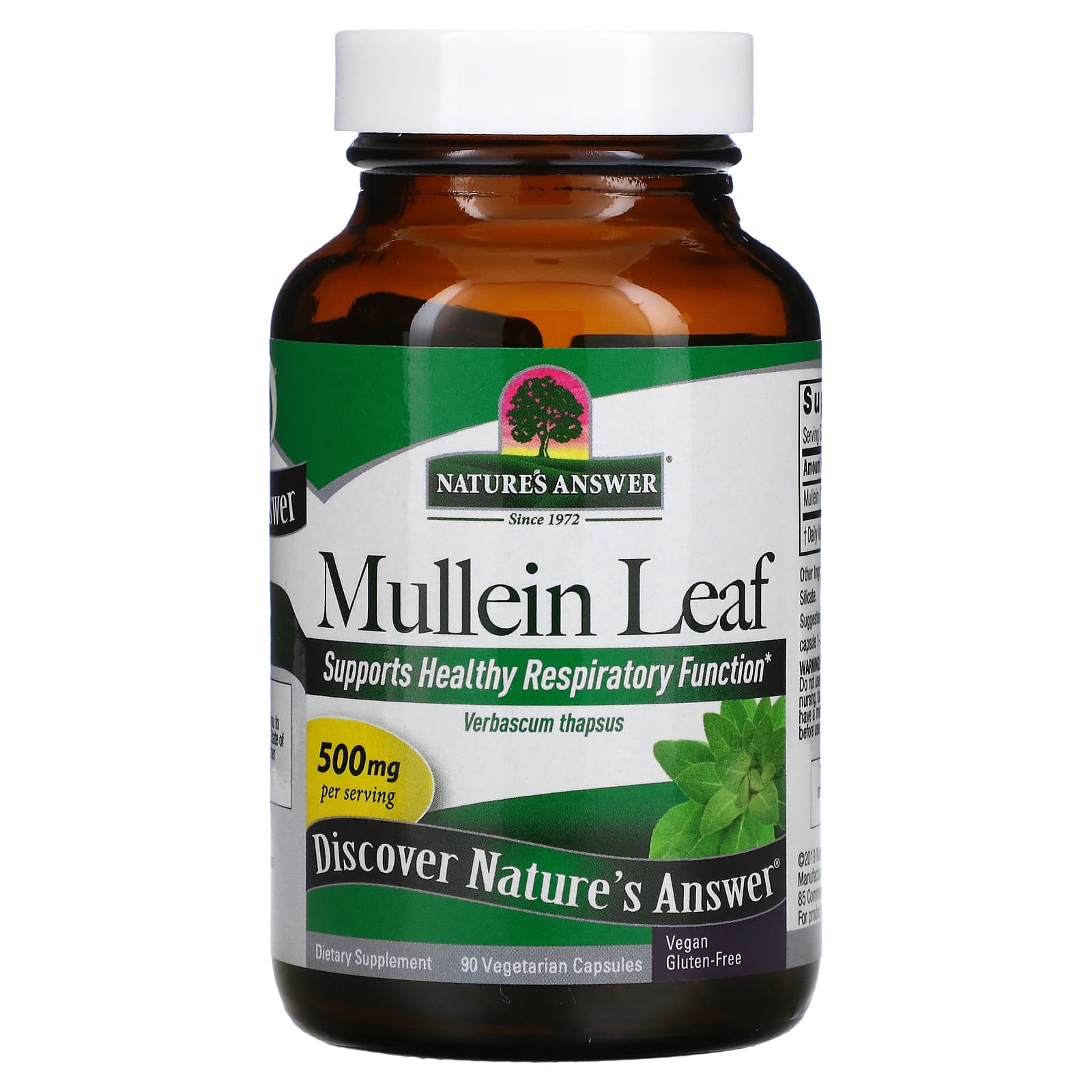 Nature’s Answer, Mullein Leaf, 90 Capsules UPC 083000162985 | Hilife Vitamins