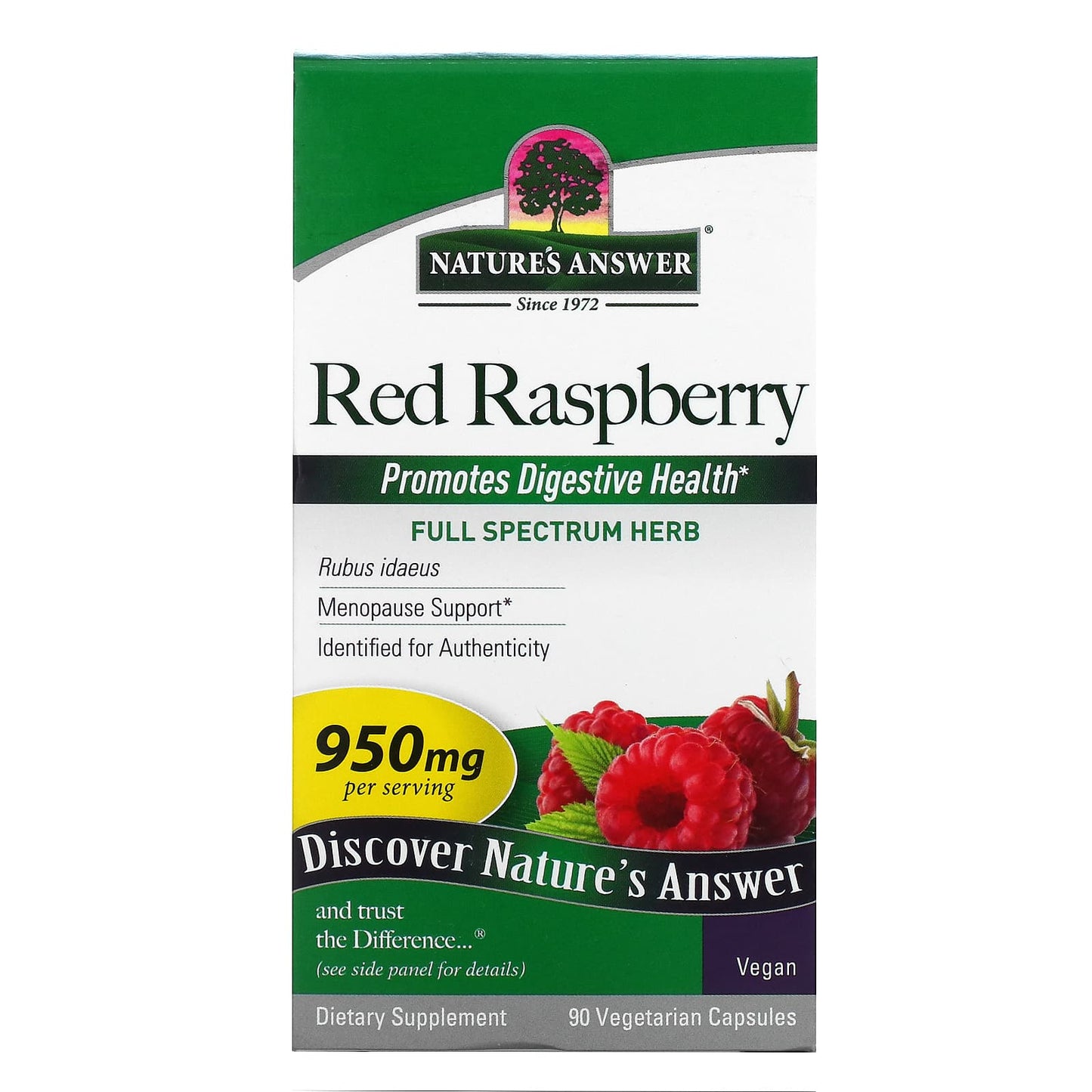 Nature’s Answer, Red Raspberry Leaf, 90 Capsules UPC 083000163180 | Hilife Vitamins