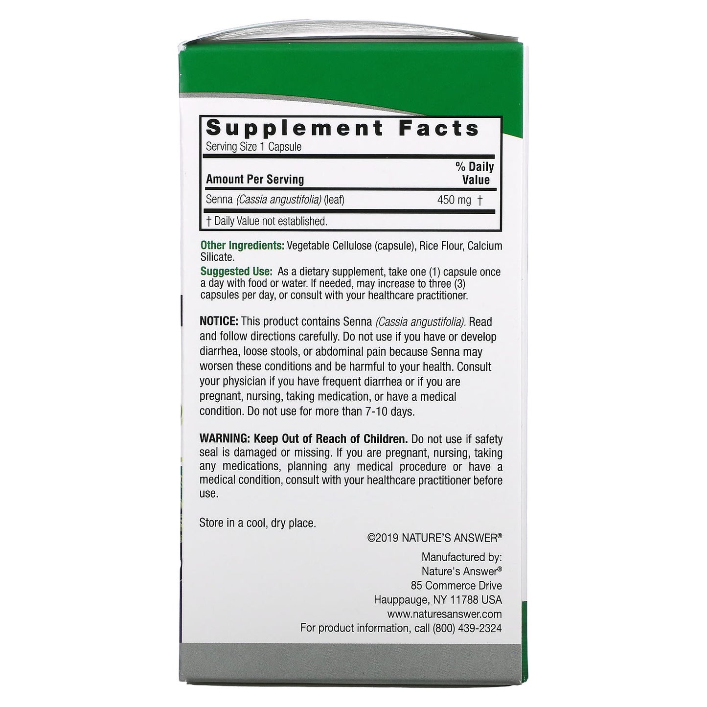 Nature’s Answer, Senna Leaf, 90 Capsules UPC 083000163302 | Hilife Vitamins