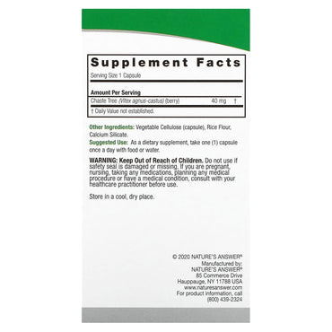 Nature’s Answer, Vitex Agnus-Castus (Chastetree Berry), 90 Capsules UPC 083000163548 | Hilife Vitamins