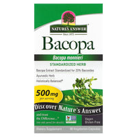 Nature’s Answer, Bacopa 500mg, 90 Capsules UPC 083000163609 | Hilife Vitamins