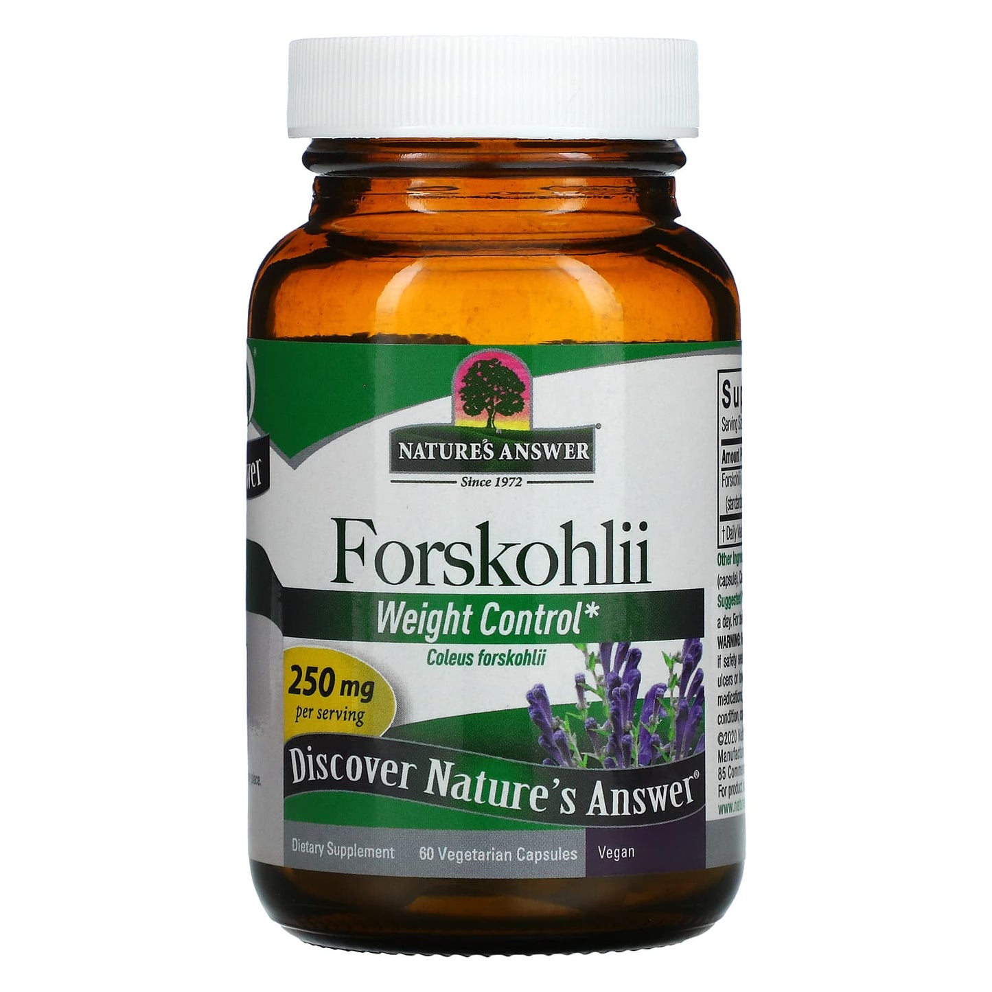 Nature's Answer, Forskohlii, 250 mg, 60 Vegetarian Capsules UPC 083000163821 | Hilife Vitamins