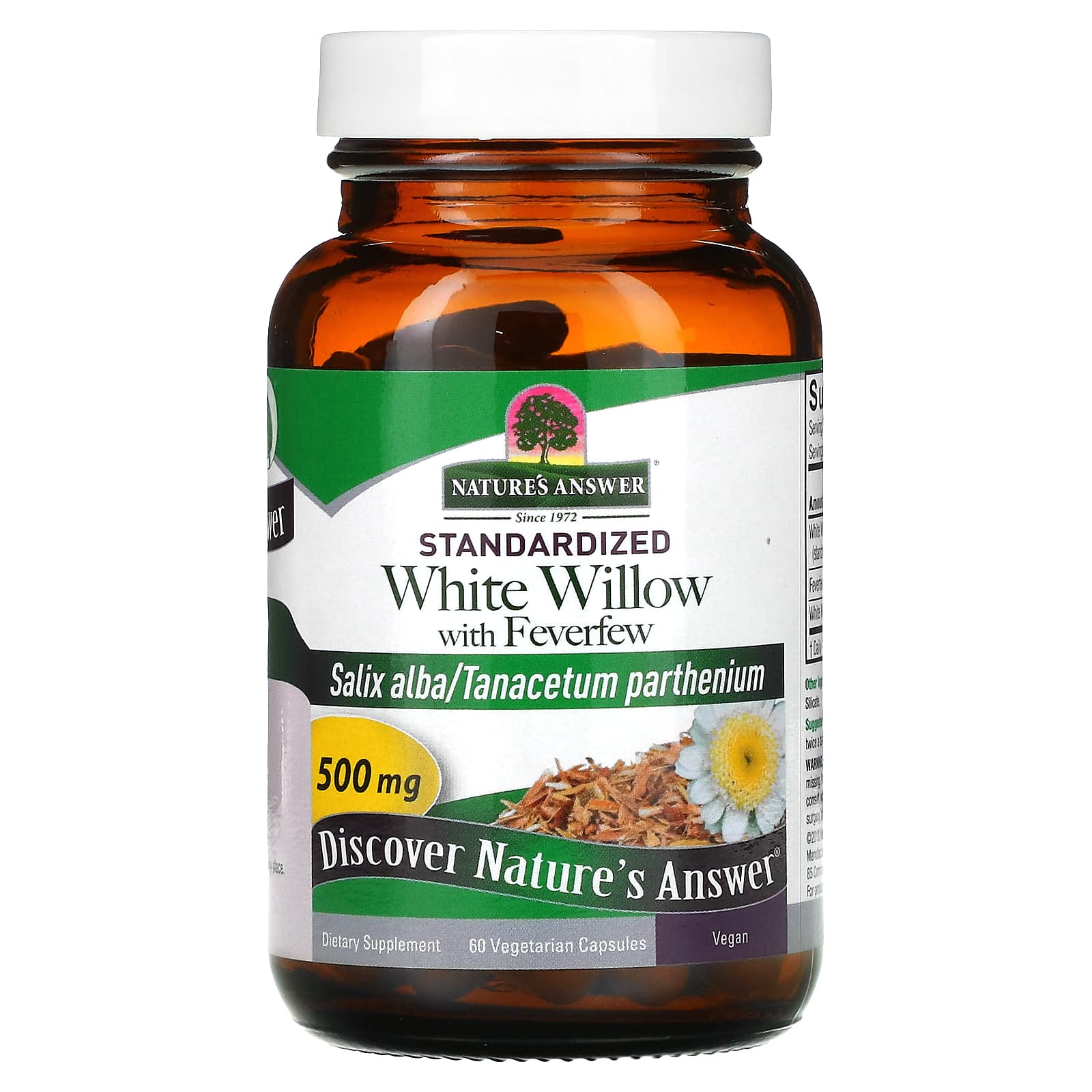 Nature’s Answer, White Willow w/Feverfew Standardized, 60 Capsules UPC 083000164453 | Hilife Vitamins