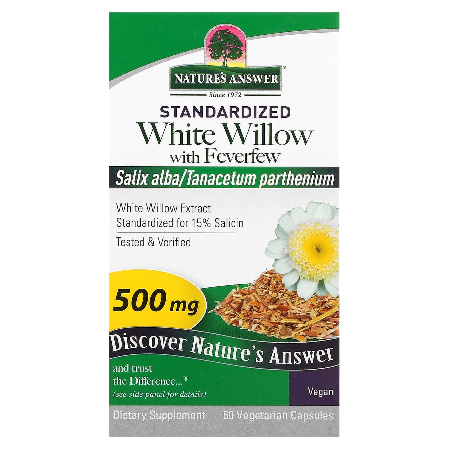 Nature’s Answer, White Willow w/Feverfew Standardized, 60 Capsules UPC 083000164453 | Hilife Vitamins