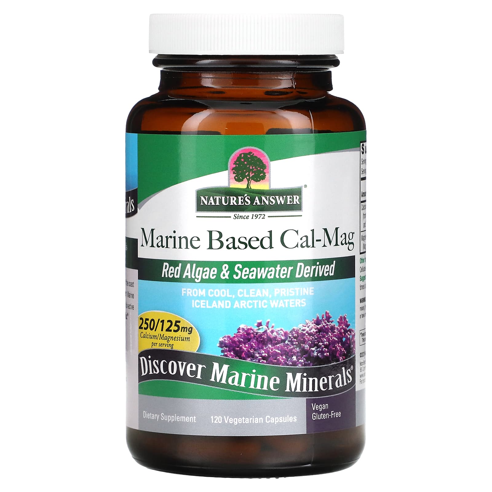 Nature's Answer, Marine Based Cal-Mag, 120 Vegetarian Capsules UPC 083000164613 | Hilife Vitamins