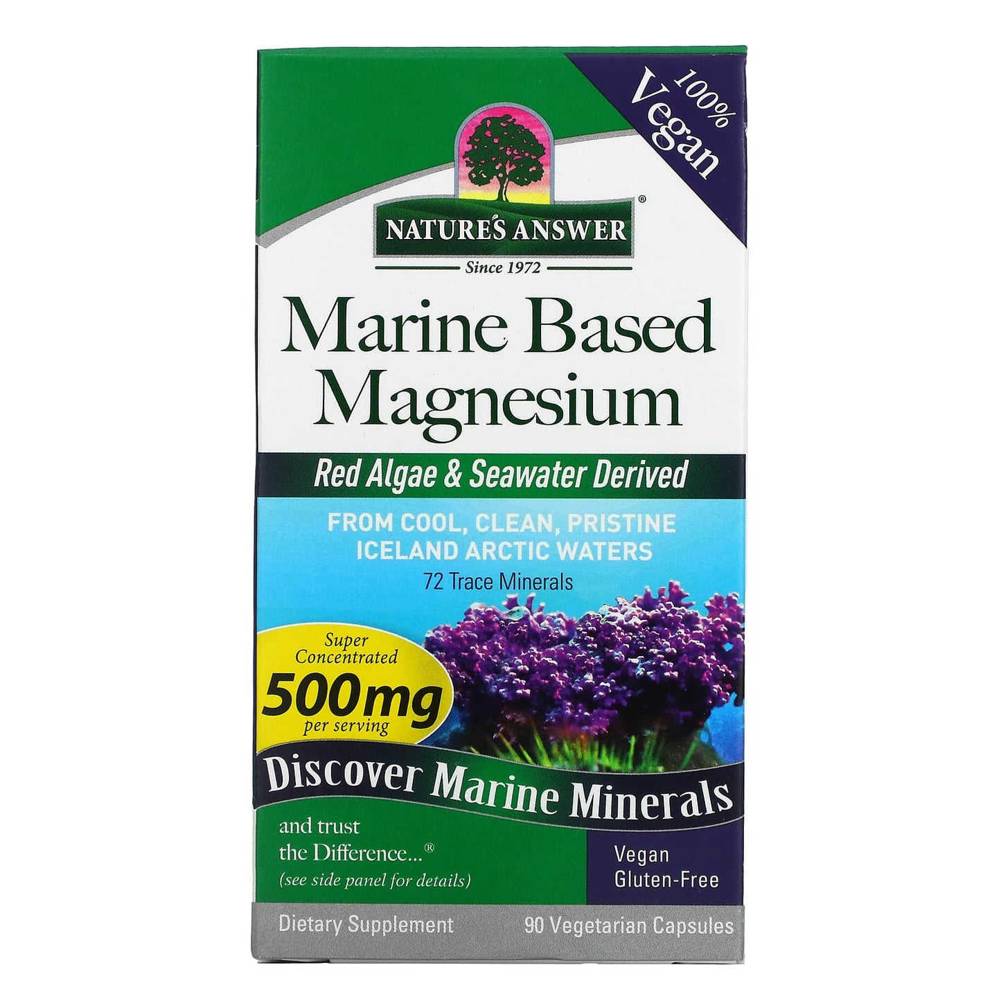 Nature's Answer, Marine Based Magnesium, 250 mg, 90 Vegetarian Capsules UPC 083000164620 | Hilife Vitamins