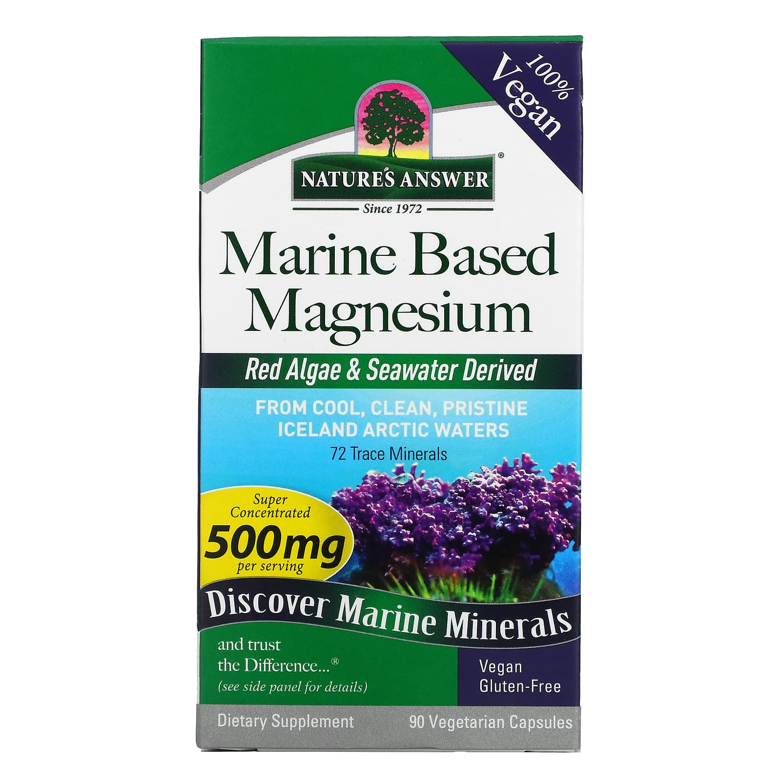 Nature's Answer, Marine Based Magnesium, 250 mg, 90 Vegetarian Capsules UPC 083000164620 | Hilife Vitamins