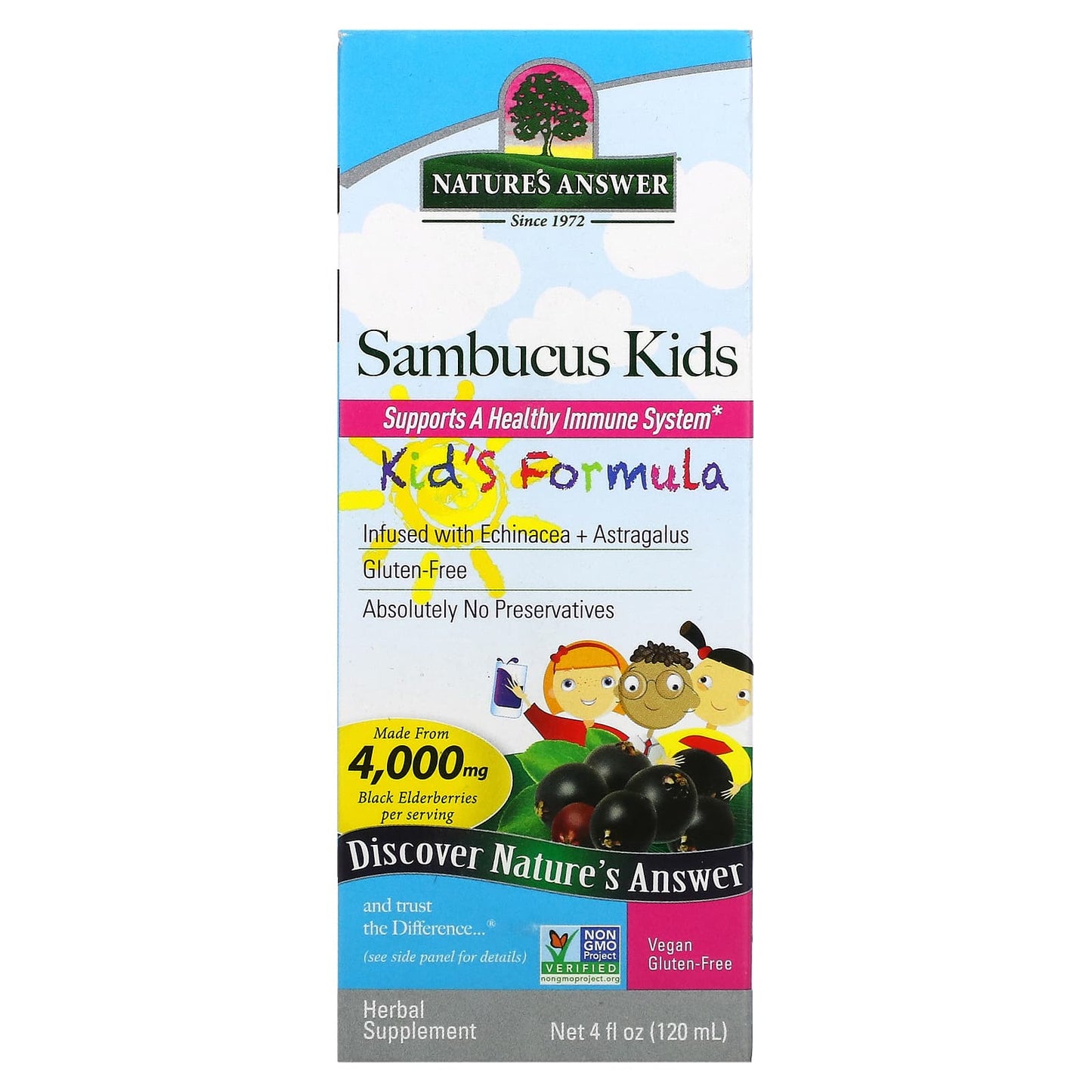 Nature’s Answer, Sambucus Kids, 4 Oz UPC 083000260445 | Hilife Vitamins