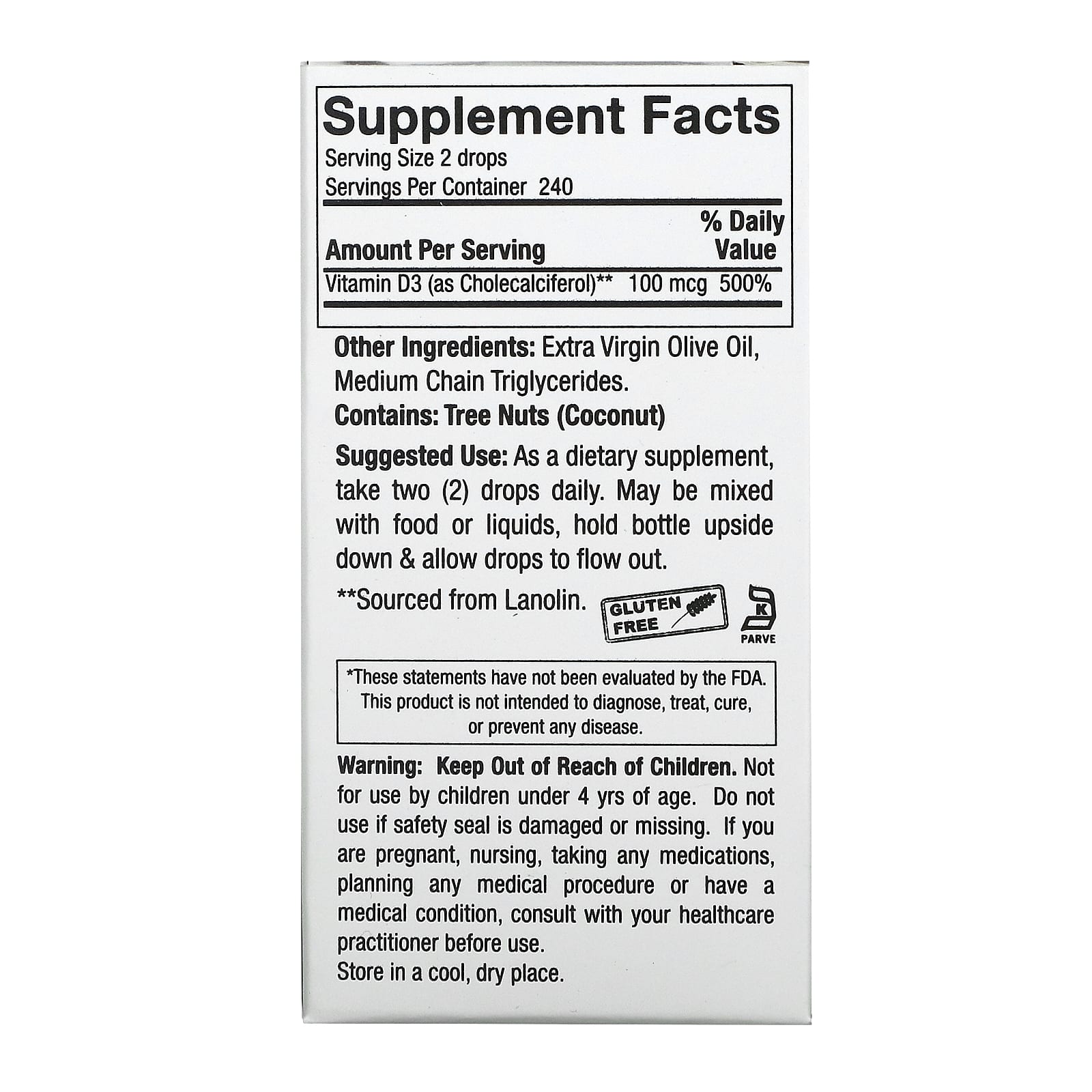 Nature’s Answer, Vitamin D-3 Drops 4000 Iu, 0.5 Oz UPC 083000261329 | Hilife Vitamins