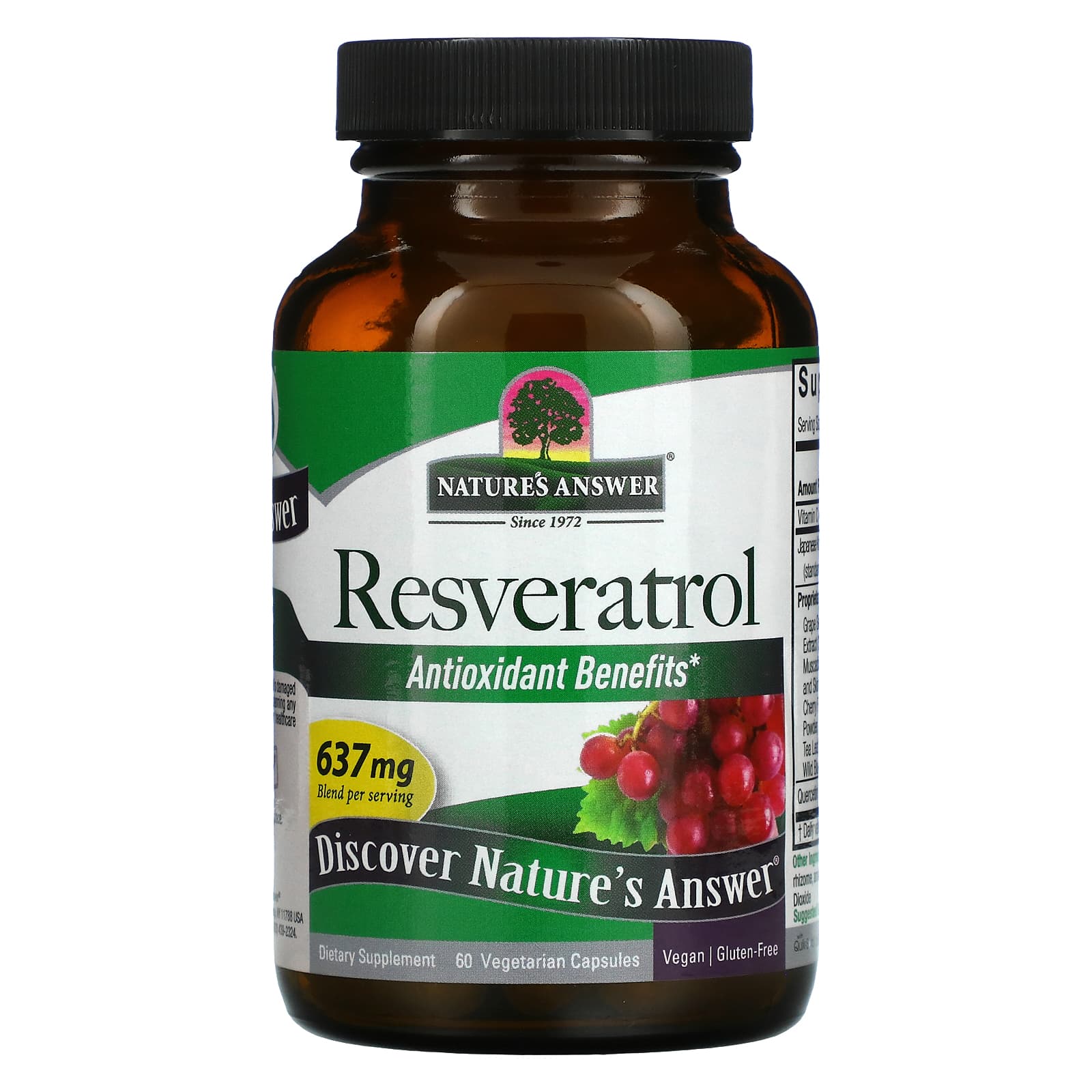 Nature’s Answer, Resveratrol 250 mg, 60 Capsules UPC 083000261794 | Hilife Vitamins