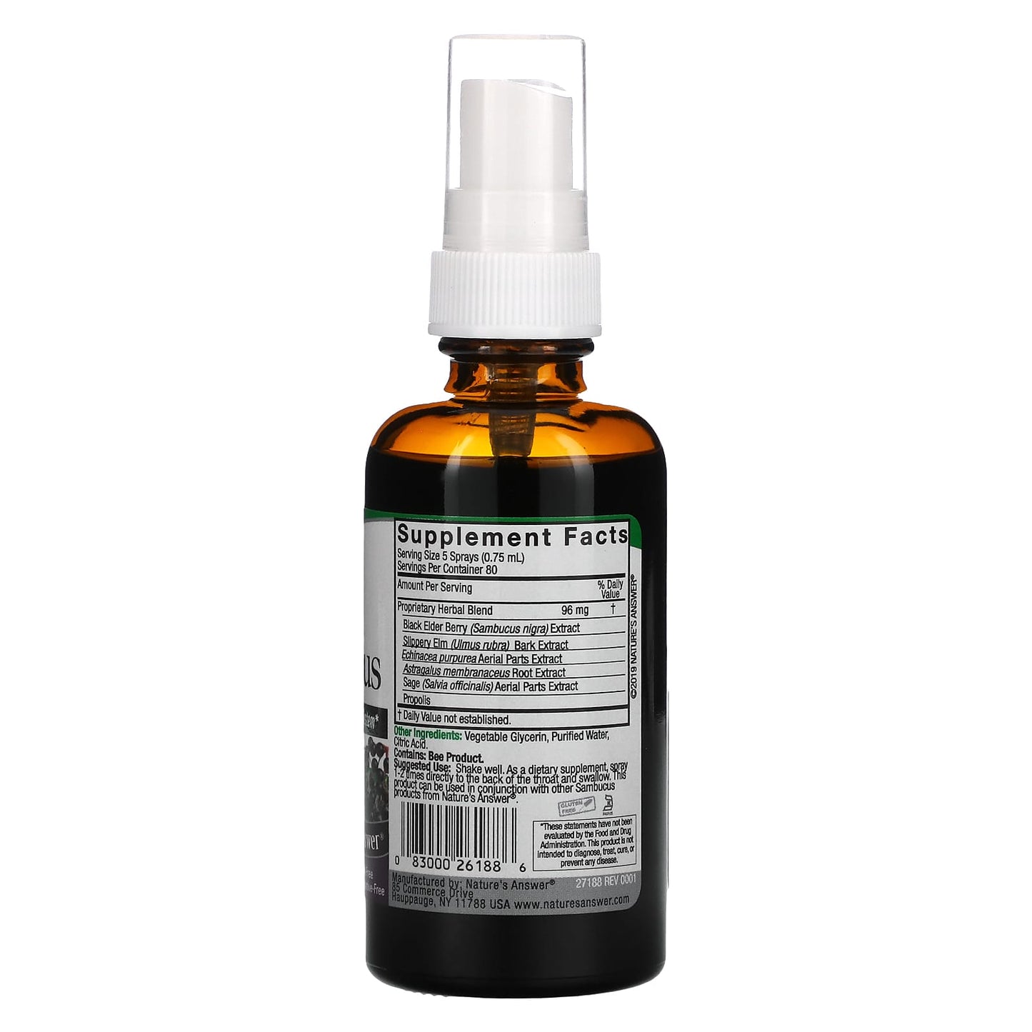 Nature’s Answer, Sambucus Extract Spray, 2 Oz UPC 083000261886 | Hilife Vitamins