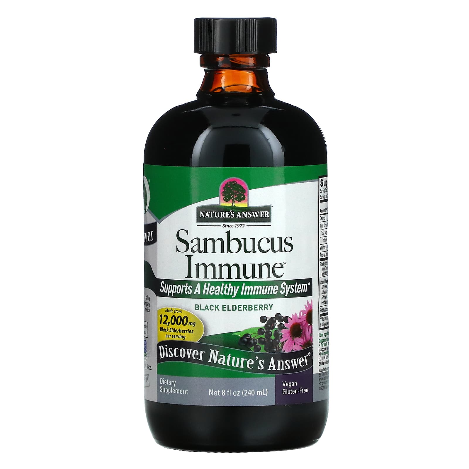 Nature's Answer, Sambucus Immune, Black Elderberry, 12,000 mg, 8 Oz UPC 083000262227 | Hilife Vitamins