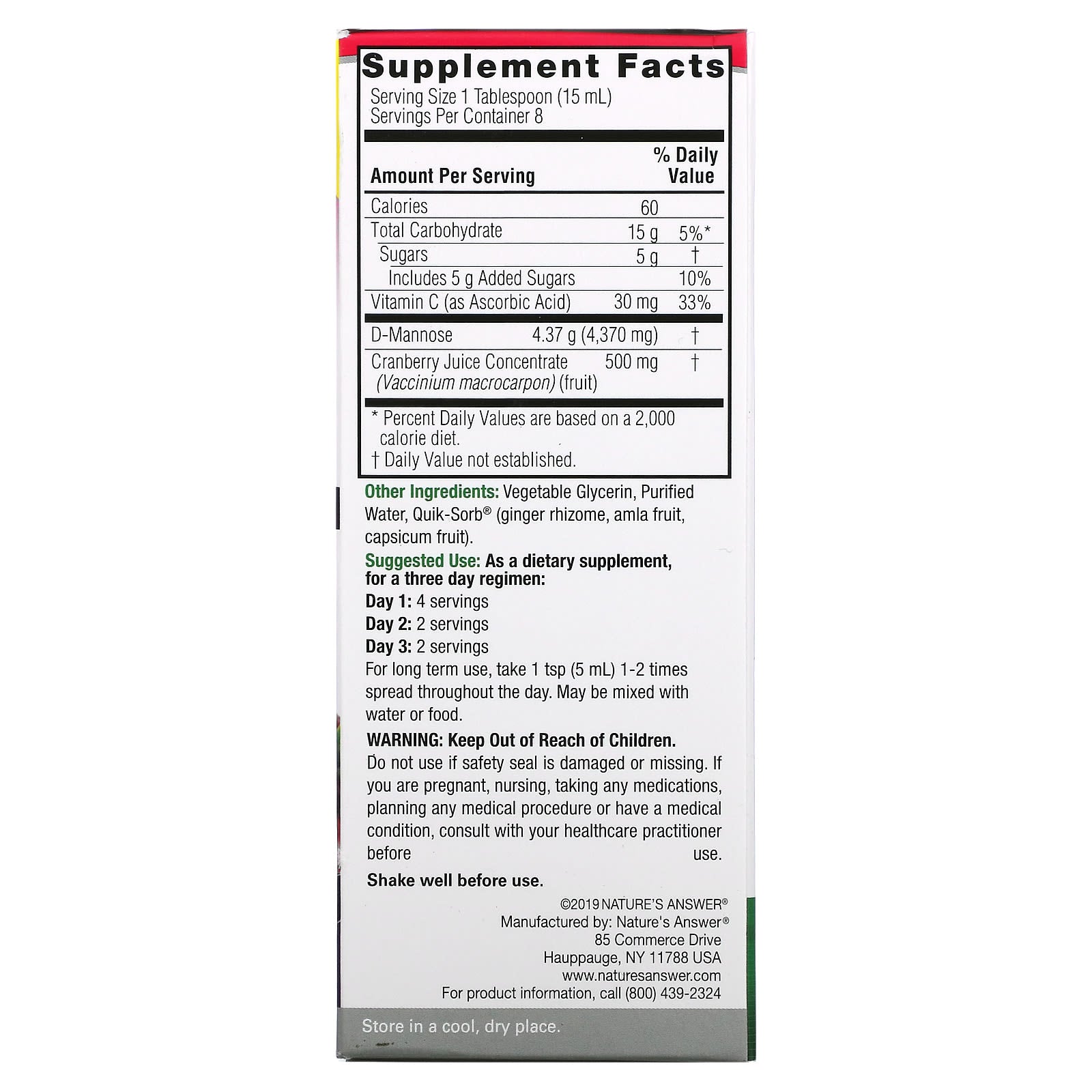 Nature’s Answer, Ut Answer, 4 Oz UPC 083000263705 | Hilife Vitamins