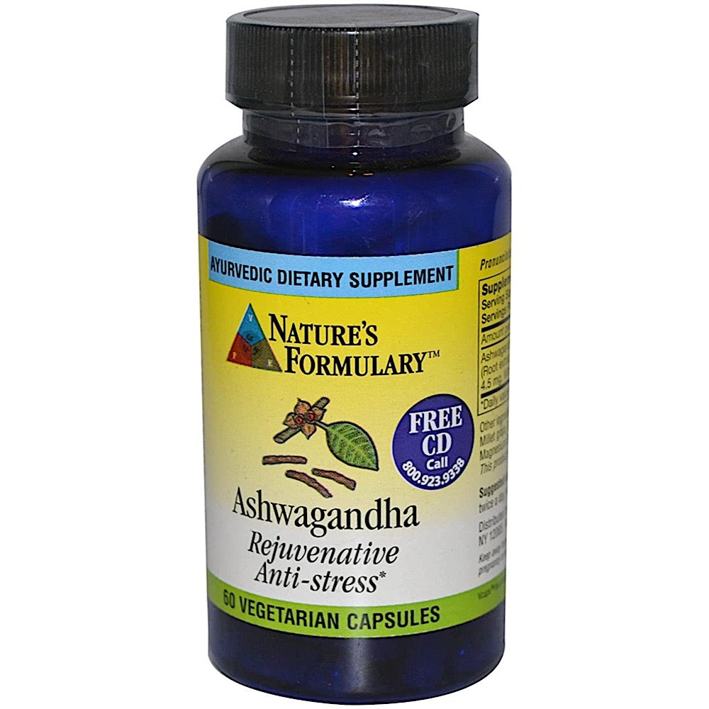 Nature's Formulary, Ashwagandha, 60 Vegetarian Capsules UPC 717567100103 | Hilife Vitamins
