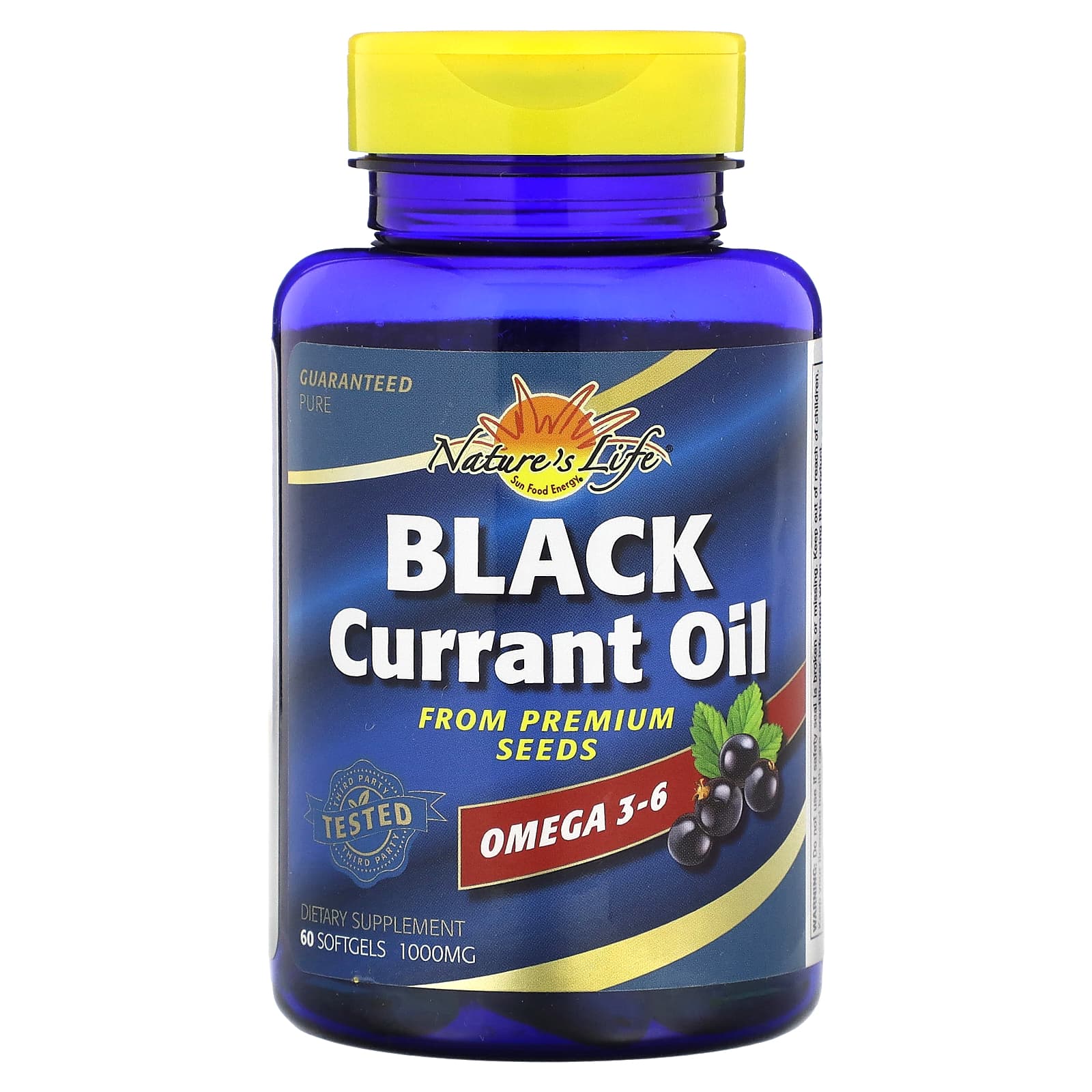 Nature’s Life, Black Currant Oil 1000 mg, 60 Softgels UPC 010043012243 | HiLife Vitamins