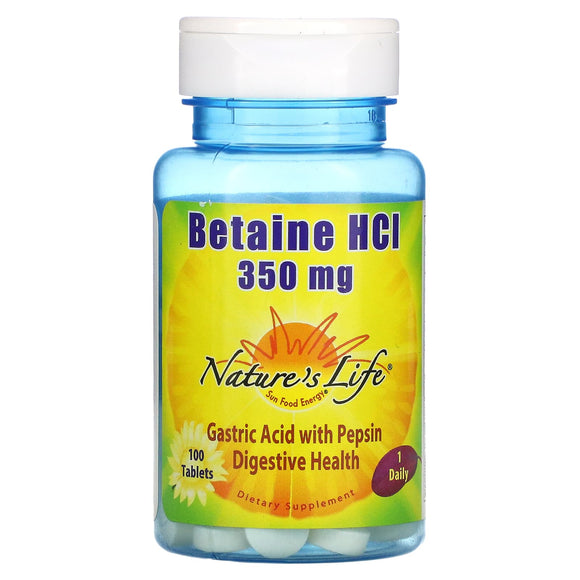 Nature’s Life, Betaine HCL, 350 mg, 100 Tablets - 040647001176 | Hilife Vitamins