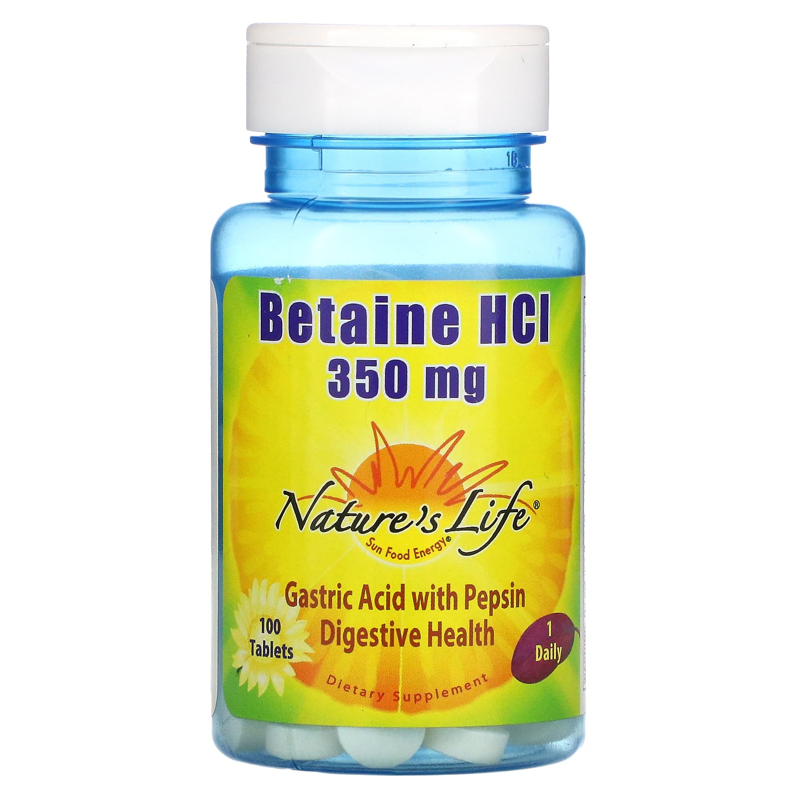 Nature’s Life, Betaine HCL, 350 mg, 100 Tablets UPC 040647001176 | HiLife Vitamins