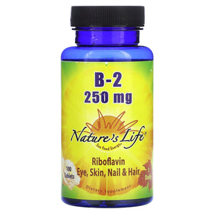 Nature’s Life, B-2 250mg, 100 Tablets - 040647001220 | Hilife Vitamins