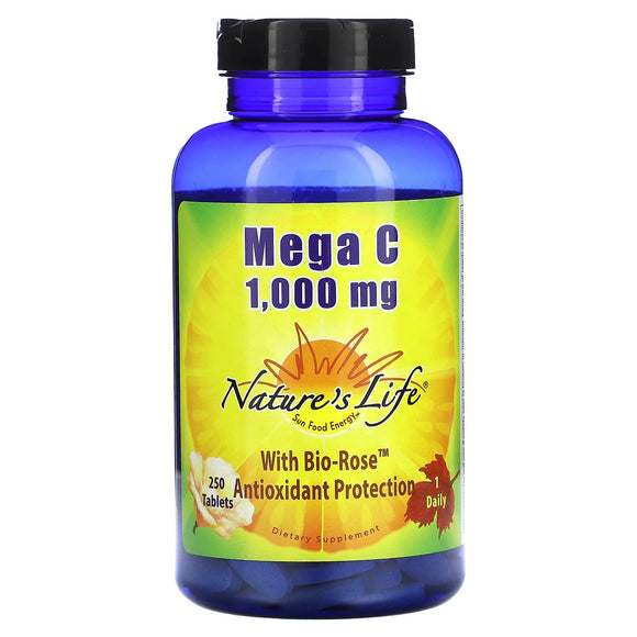 Nature’s Life, C Mega 1000mg, 250 Tablets - 040647001732 | Hilife Vitamins