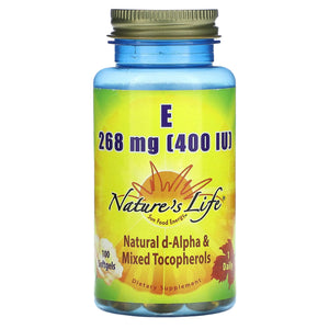 Nature’s Life, E D-Alpha & Mixed Tocopherols 400 iu, 100 Softgels - 040647002036 | Hilife Vitamins
