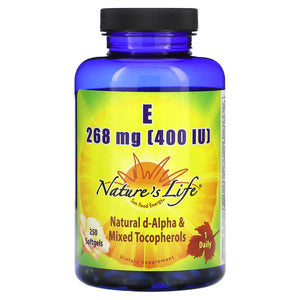 Nature’s Life, Vitamin E, 400 IU, 250 Softgels - 040647002043 | Hilife Vitamins