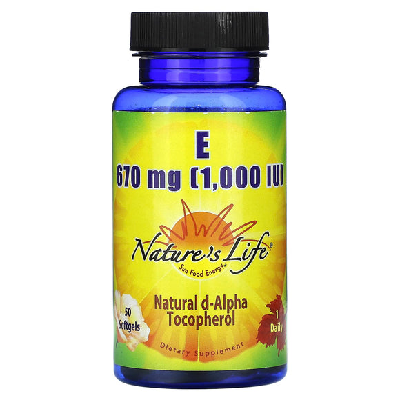Nature’s Life, E D-Alpha & Mixed Tocopherols 1000 iu, 50 Softgels - 040647002098 | Hilife Vitamins