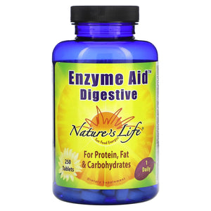 Nature’s Life, Enzyme Aid Digestive, 250 Tablets - 040647002142 | Hilife Vitamins