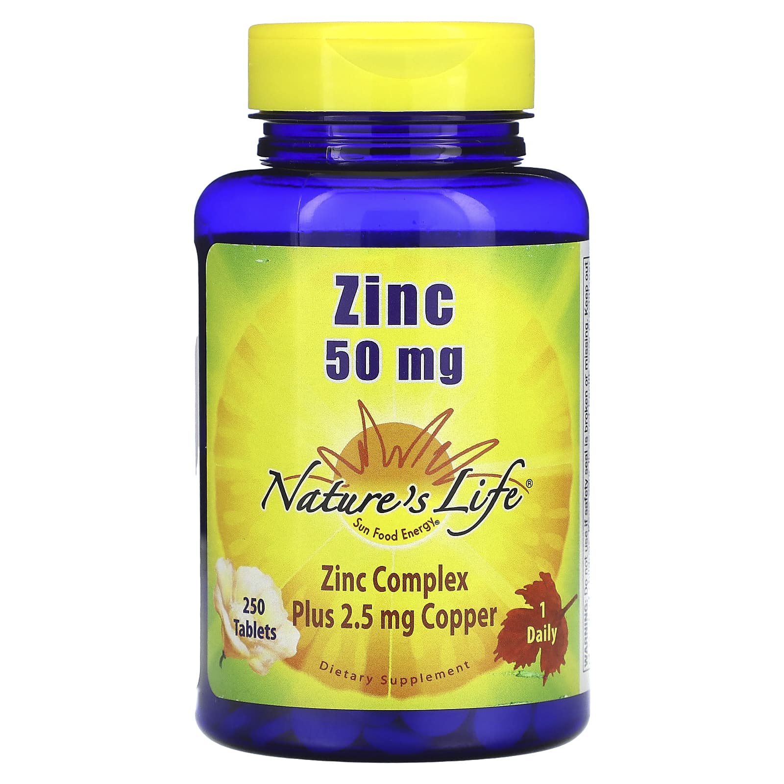 Nature’s Life, Zinc 50mg, 250 Tablets UPC 040647002982 | HiLife Vitamins