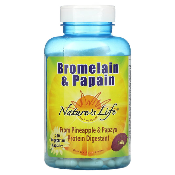 Nature’s Life, Bromelain & Papain, 250 Vegetarian Capsules - 040647003569 | Hilife Vitamins