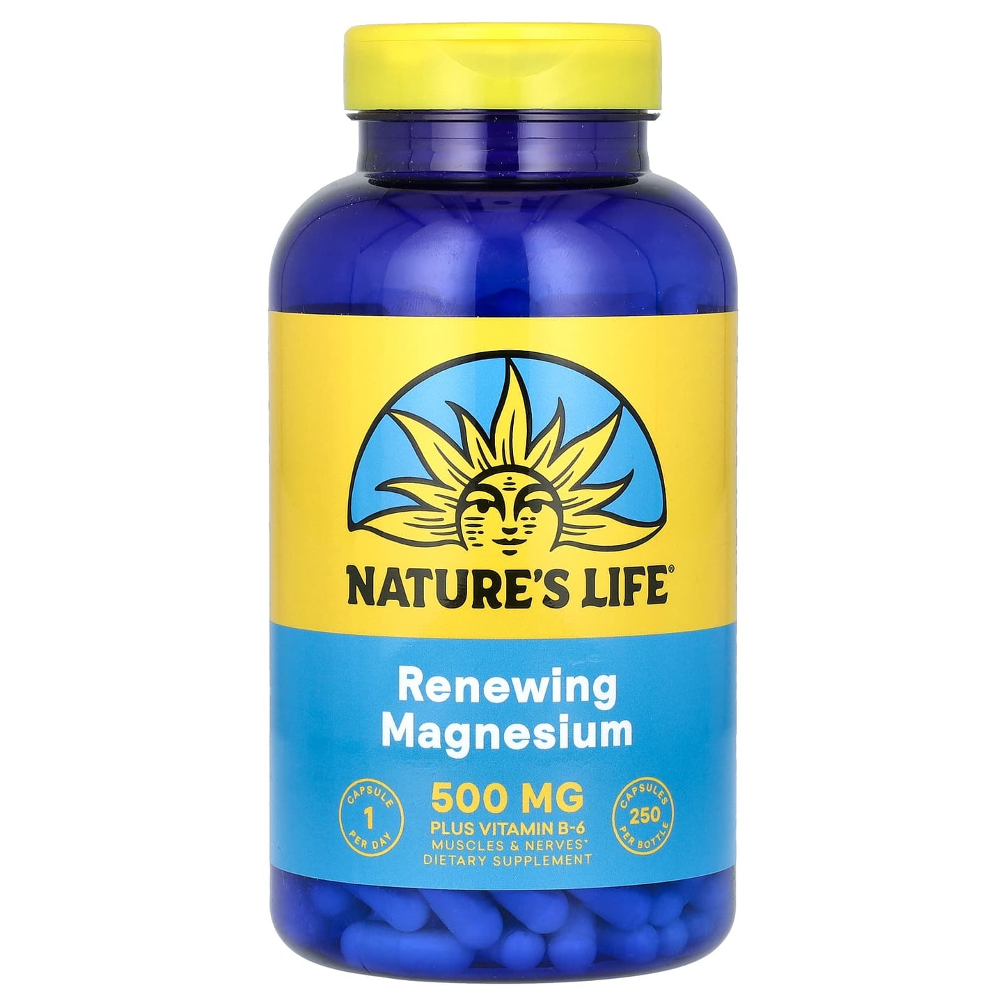 Nature’s Life, Renewing Magnesium, 500 mg, 250 Capsules UPC 040647004382 | HiLife Vitamins