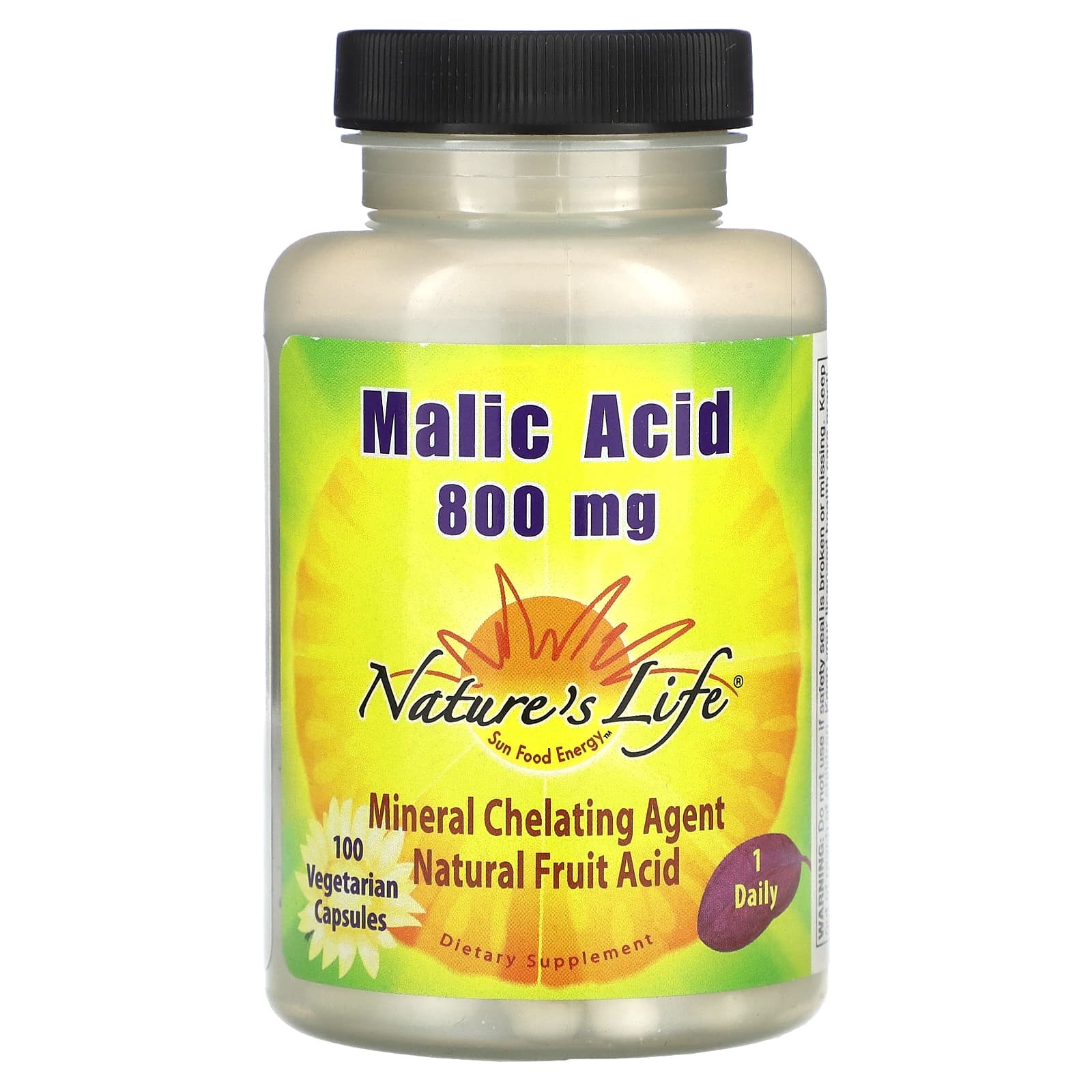Nature’s Life, Malic Acid 800 mg, 100 Capsules UPC 040647004481 | HiLife Vitamins