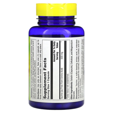 Nature’s Life, Taurine 500 mg, 100 Capsules UPC 040647005495 | HiLife Vitamins