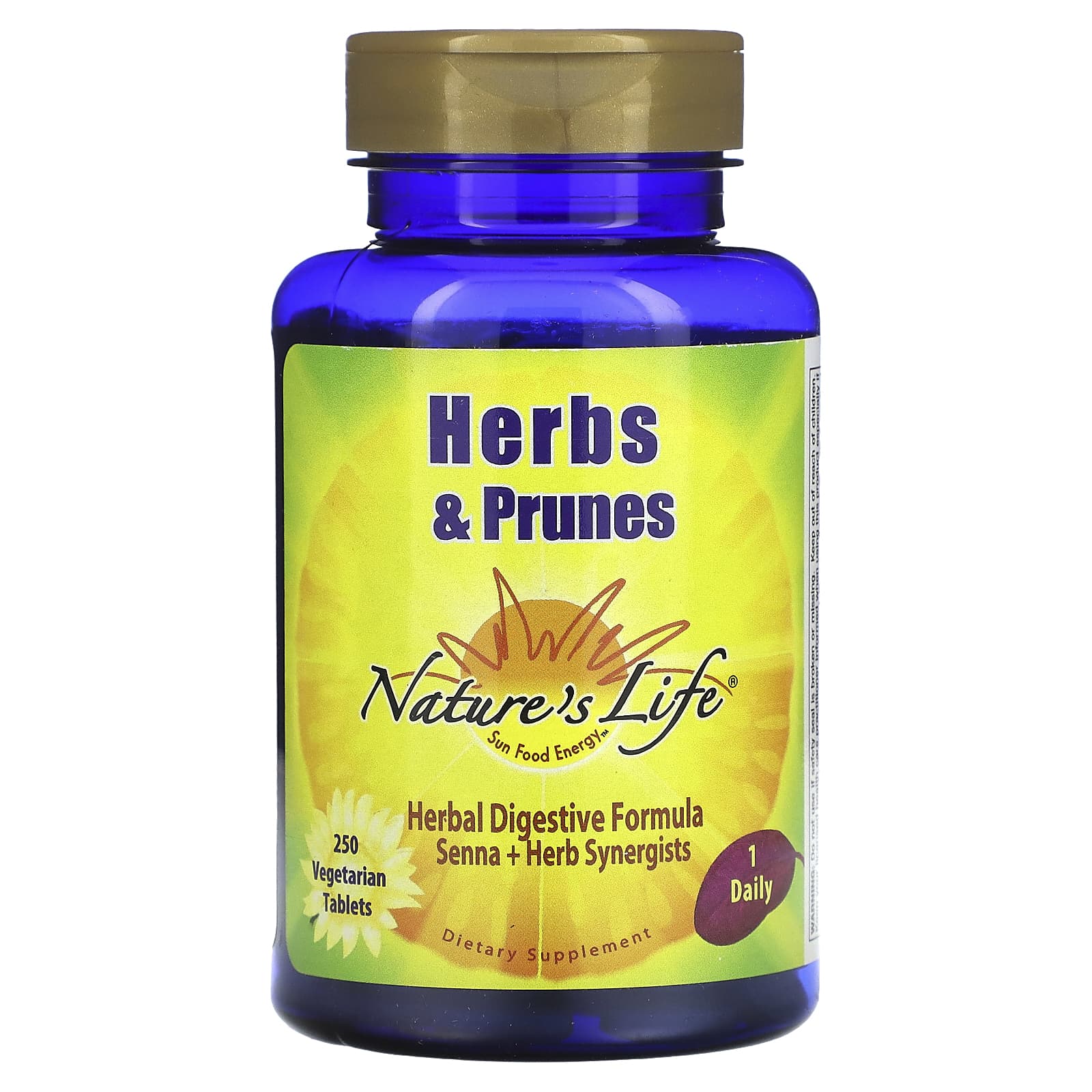 Nature’s Life, Herbs & Prunes, 250 Vegetarian Tablets UPC 040647006263 | HiLife Vitamins