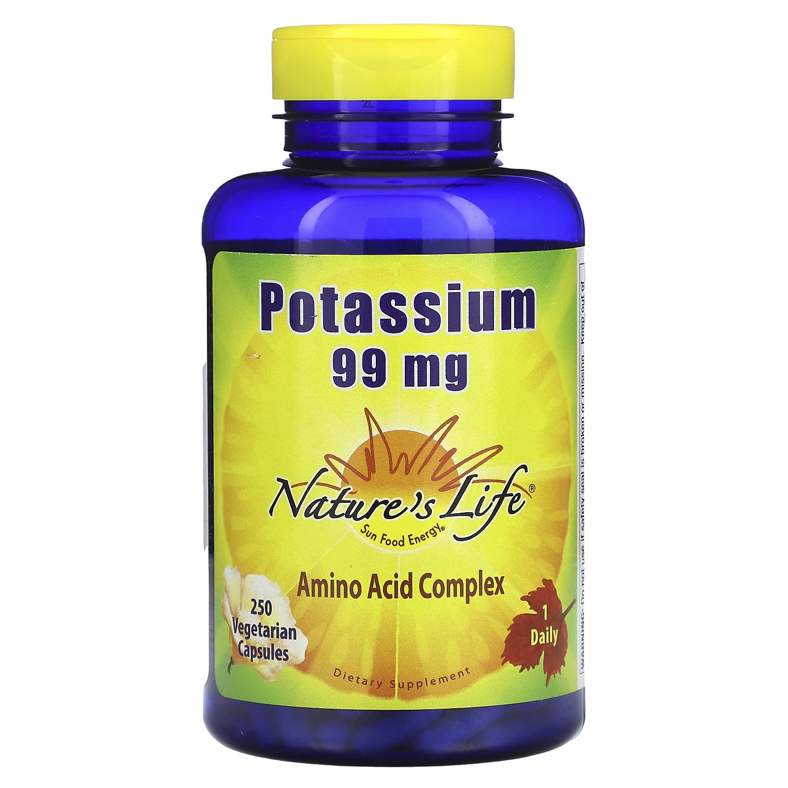 Nature’s Life, Potassium 99mg, 250 Vegetarian Capsules UPC 040647006522 | HiLife Vitamins