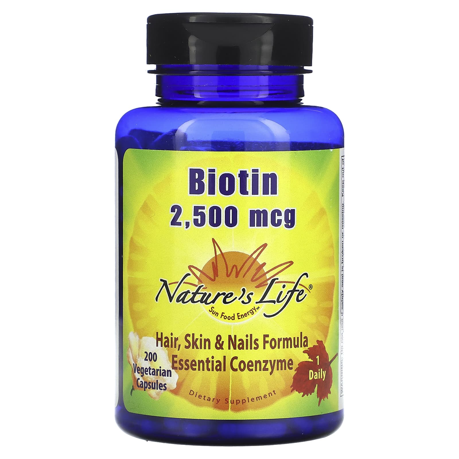 Nature’s Life, Biotin 2500mcg, 200 Capsules UPC 040647006553 | HiLife Vitamins