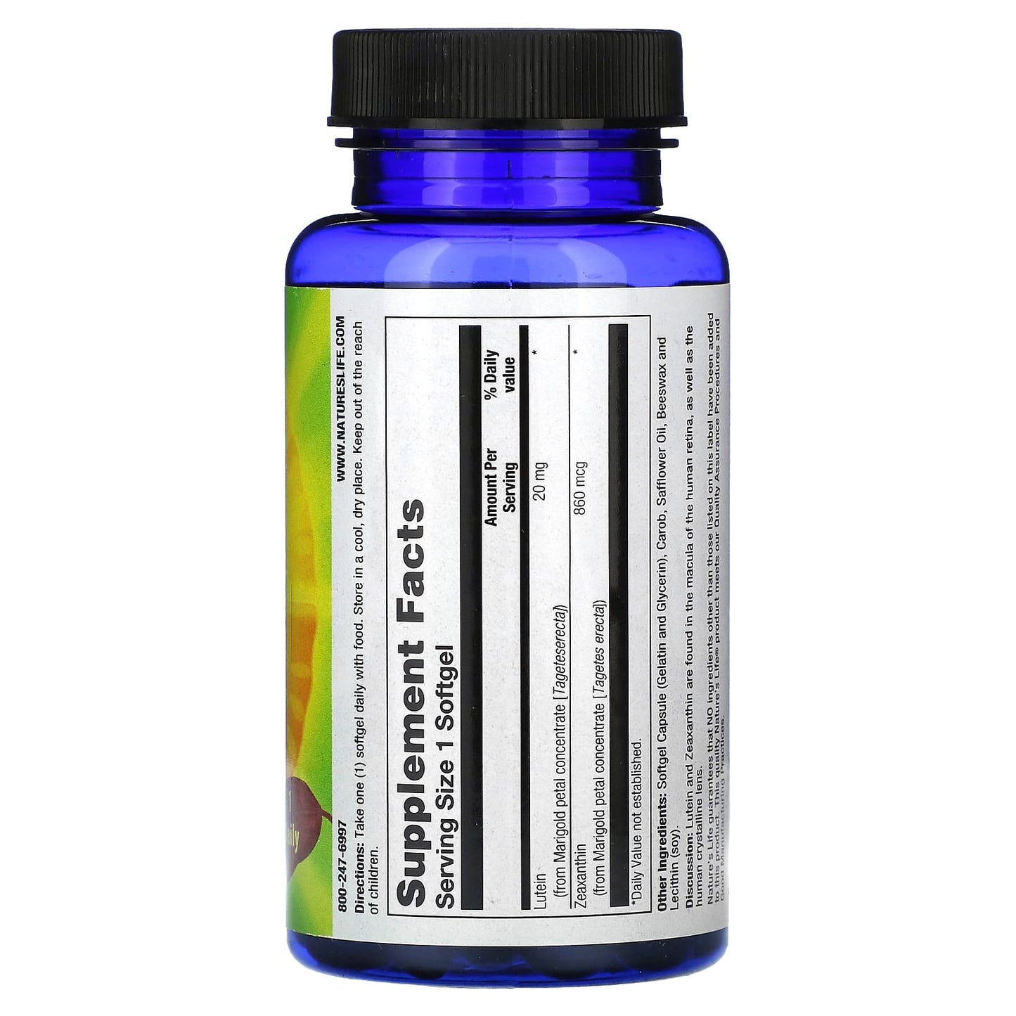 Nature’s Life, Lutein 20mg, 60 Softgels UPC 040647007413 | HiLife Vitamins