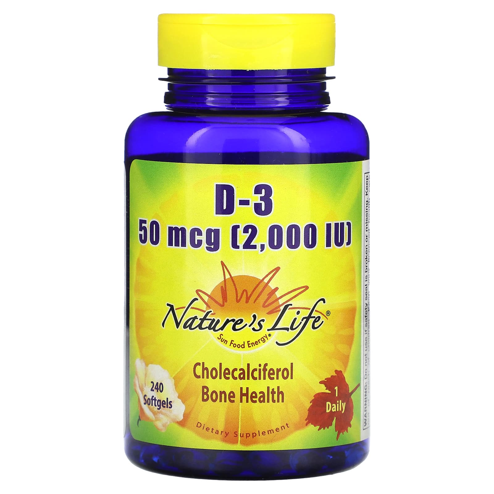 Nature’s Life, D-3 Cholecalciferol 2000 IU, 240 Softgels UPC 040647104570 | HiLife Vitamins