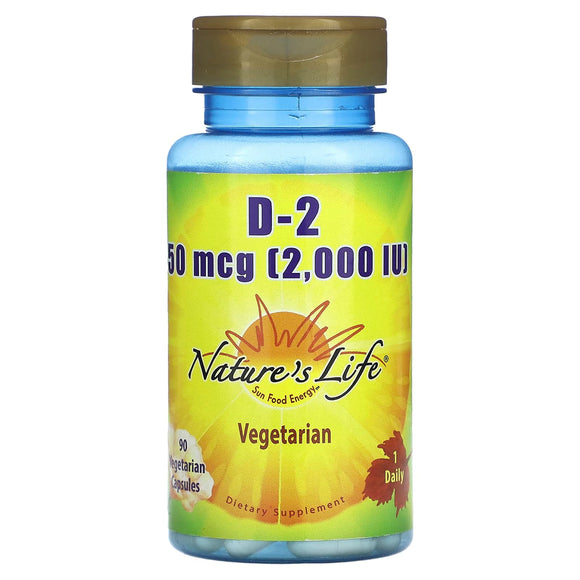 Nature’s Life, D-2 Ergocalciferol 2000 IU, 90 Capsules - 040647132368 | Hilife Vitamins