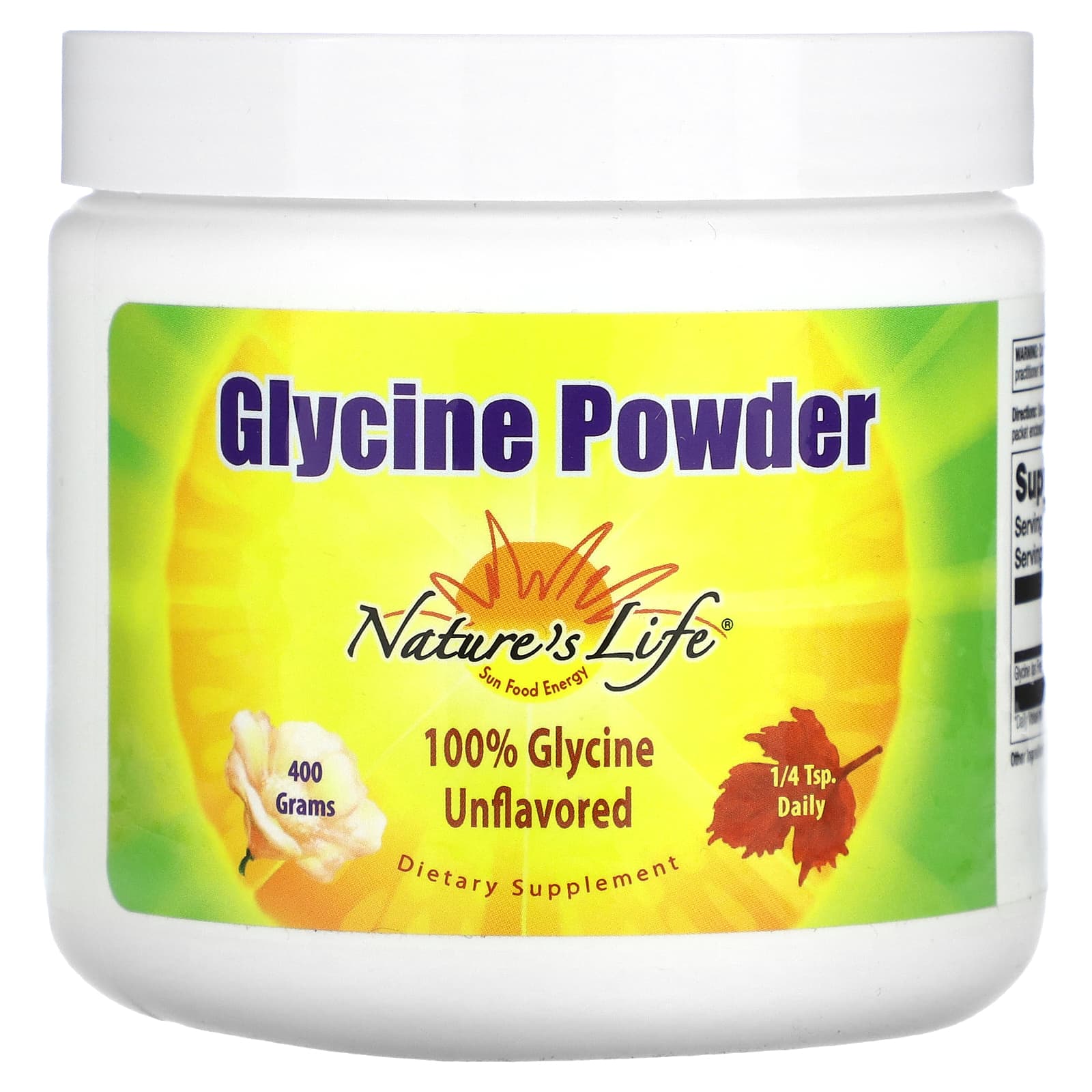 Nature’s Life, Glycine Powder, 400 grams UPC 040647282605 | HiLife Vitamins