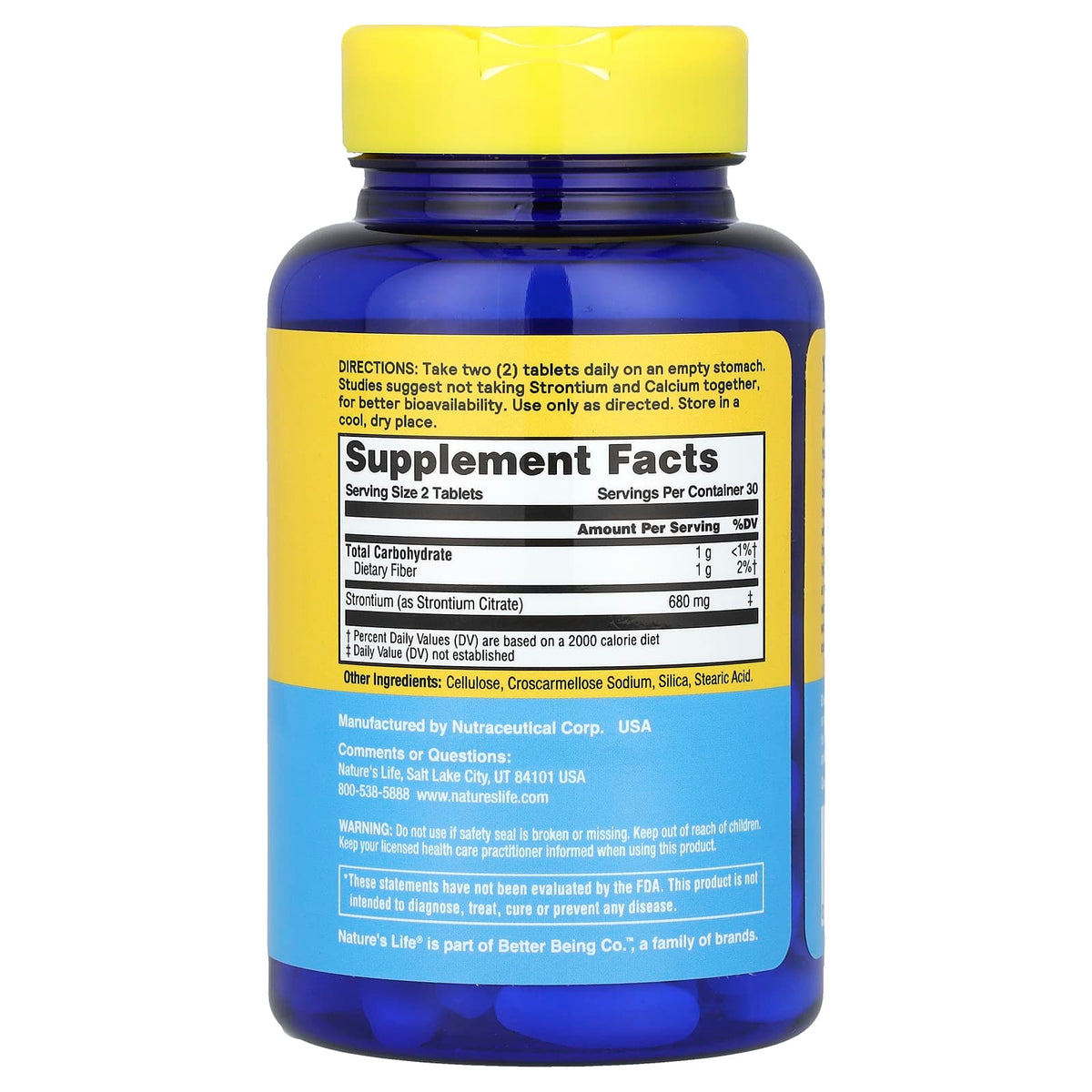 Nature’s Life, Strontium, 60 Tablets UPC 040647914179 | Hilife Vitamins