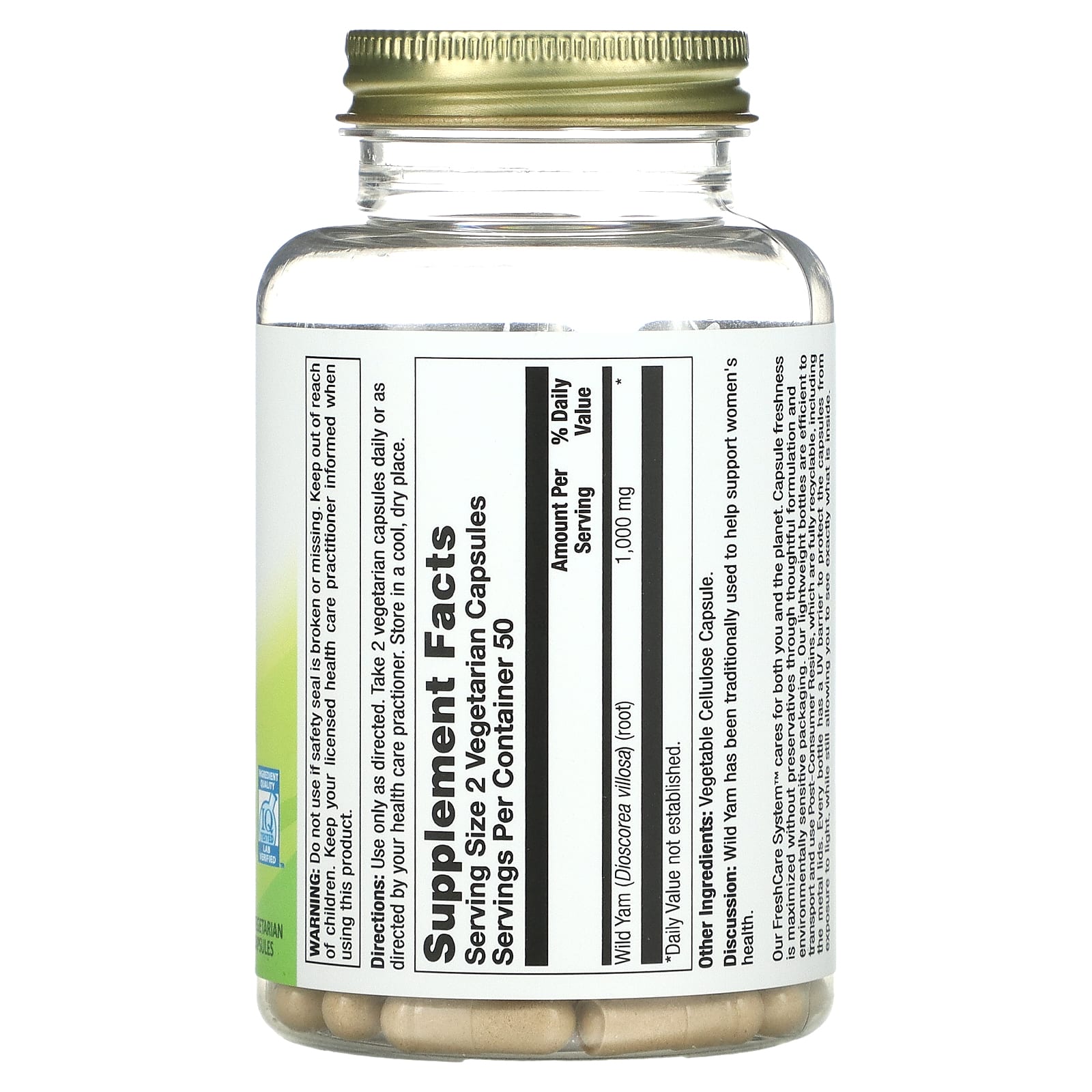Nature’s Life, Wild Yam, 100 Vegetarian Capsules UPC 041954264728 | HiLife Vitamins