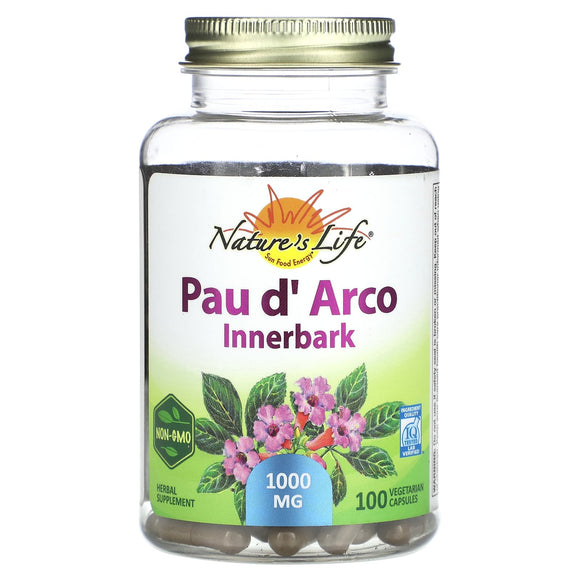 Nature’s Life, Pau d' Arco, Innerbark, 500 mg, 100 Vegetarian Capsules - 041954547432 | Hilife Vitamins