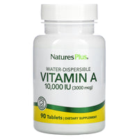 Nature’s Plus, Water-Dispersible Vitamin A, 10,000 IU (3,000 mcg), 90 Tablets - 097467009813 | Hilife Vitamins