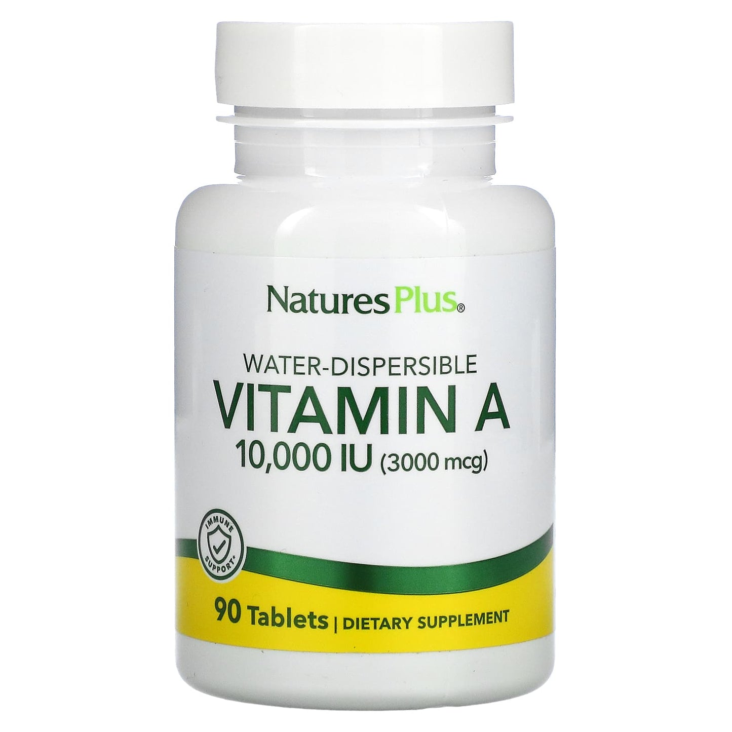 Nature's Plus, Water-Dispersible Vitamin A, 10,000 IU (3,000 mcg), 90 Tablets UPC 097467009813 | Hilife Vitamins