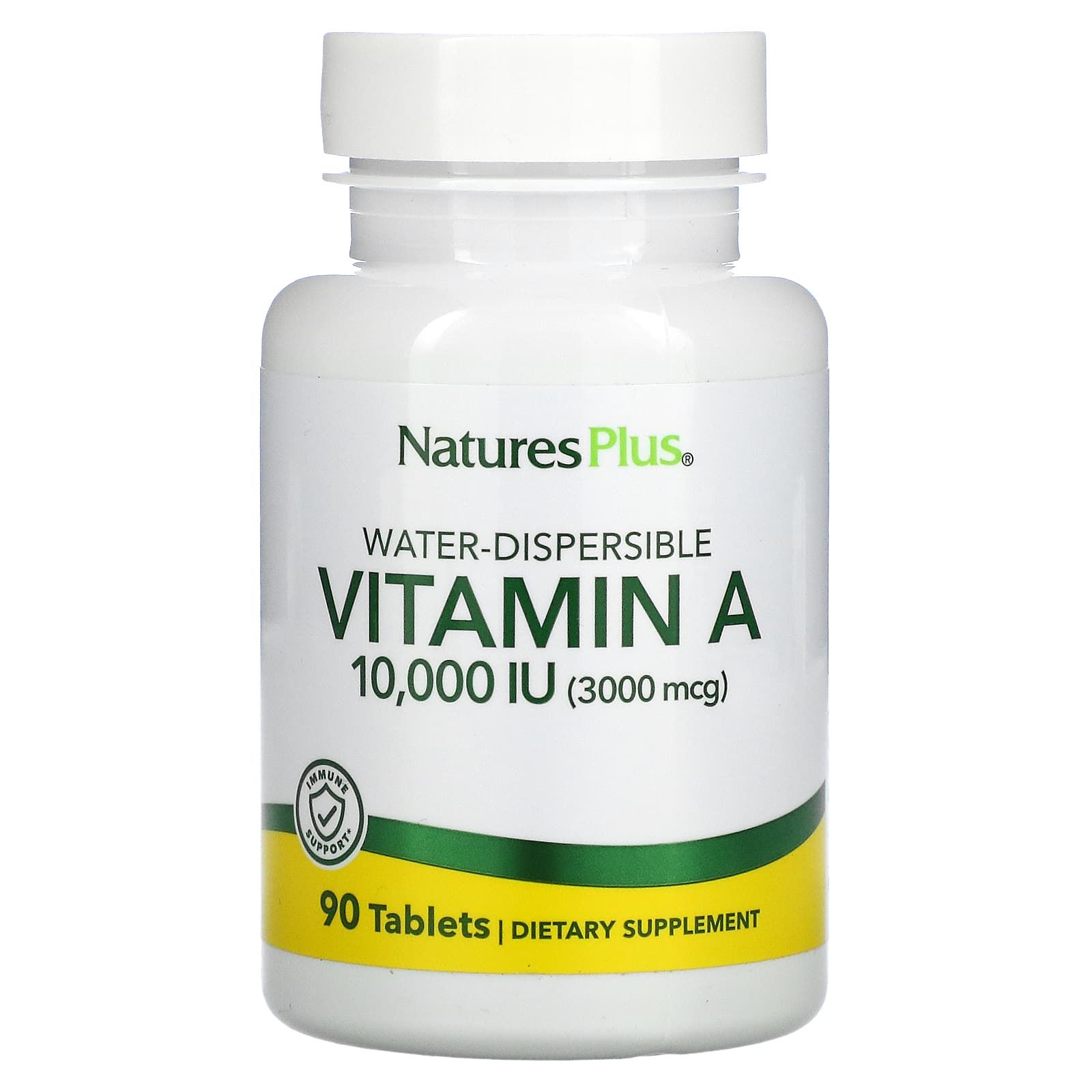 Nature's Plus, Water-Dispersible Vitamin A, 10,000 IU (3,000 mcg), 90 Tablets UPC 097467009813 | Hilife Vitamins