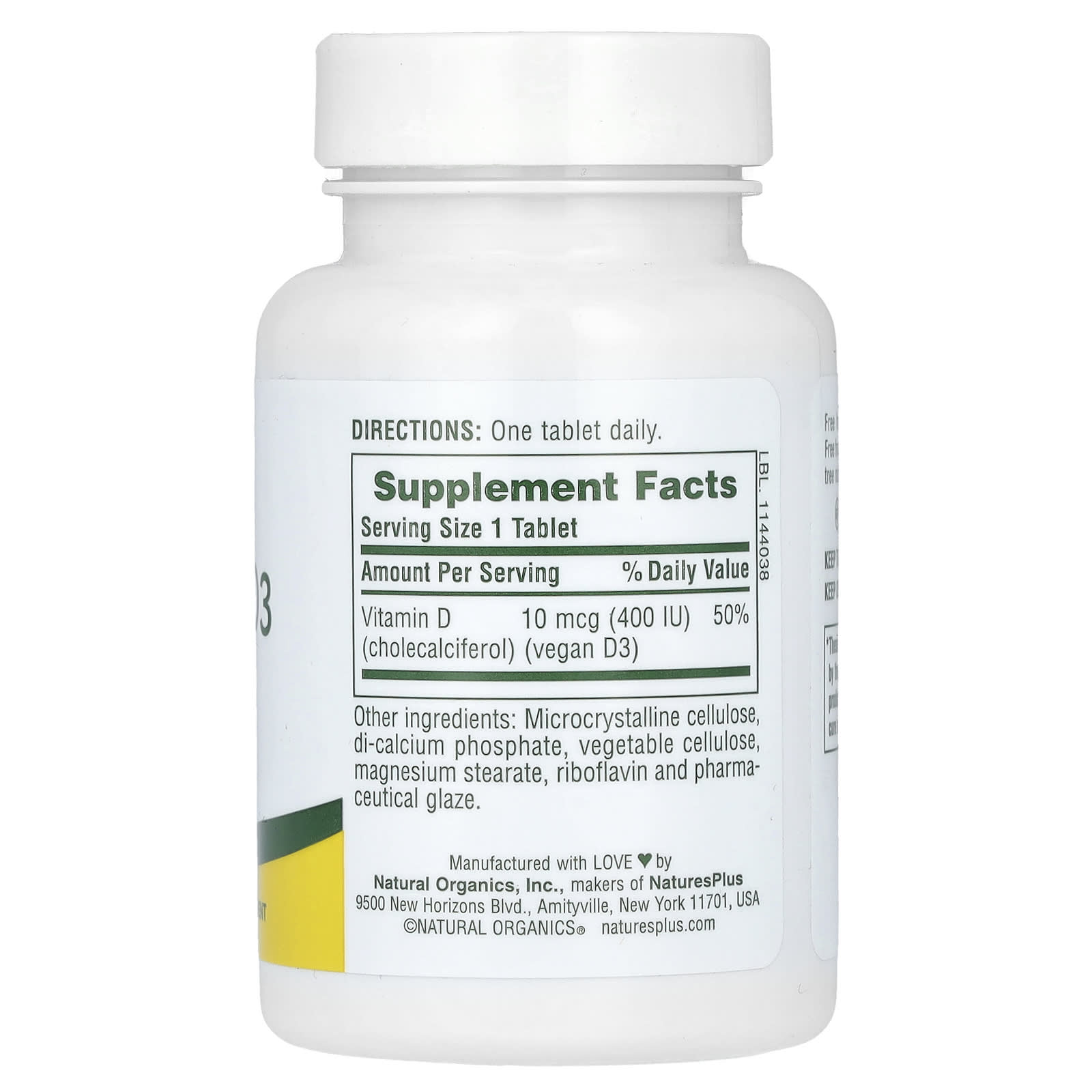 Nature's Plus, Water-Dispersible Vitamin D3, 400 IU, 90 Tablets UPC 097467009912 | Hilife Vitamins