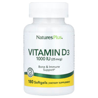 Nature's Plus, Vitamin D3, 25 mcg (1,000 IU), 180 Softgels UPC 097467010420 | Hilife Vitamins