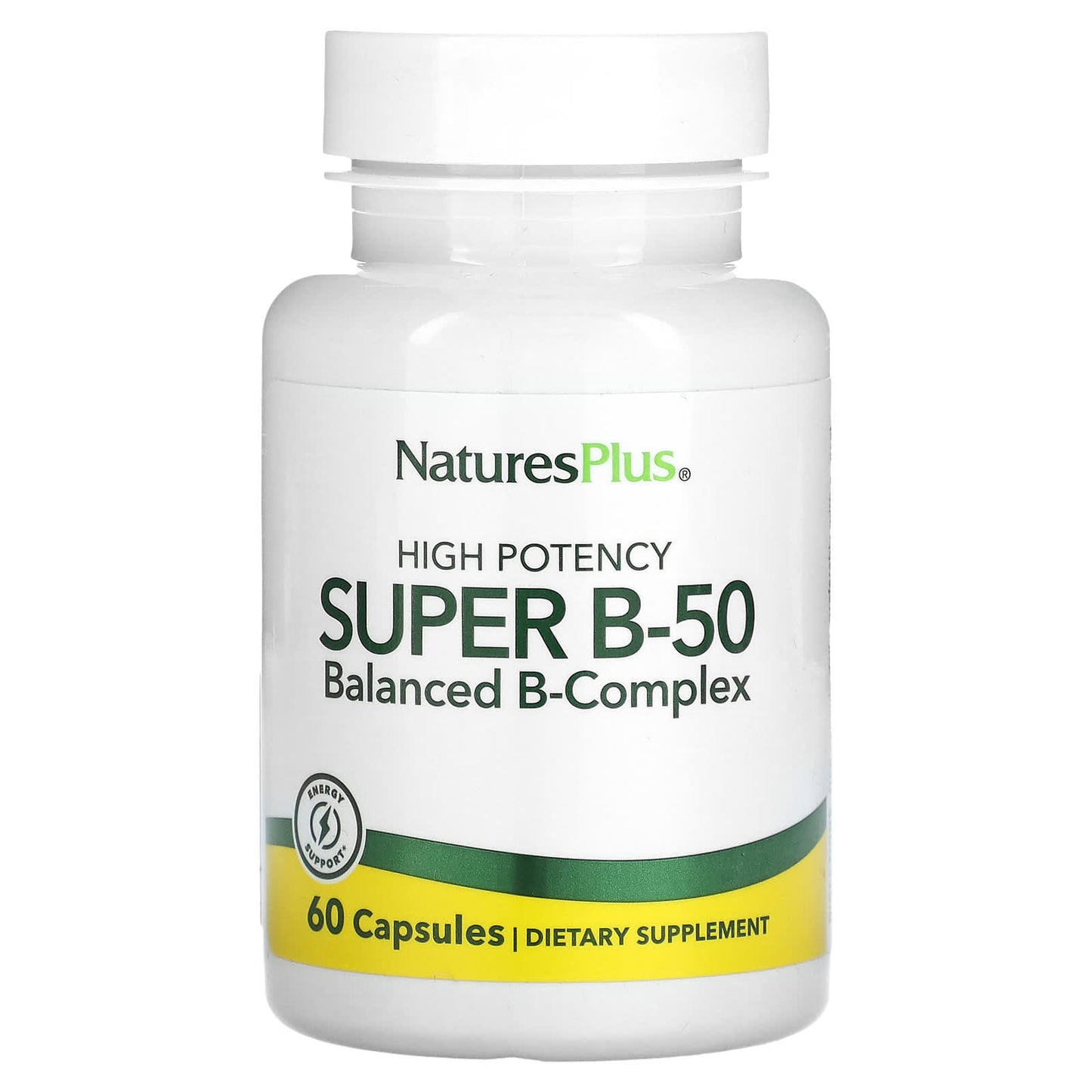 Nature's Plus, Super B-50, 60 Vegetarian Capsules UPC 097467013100 | Hilife Vitamins