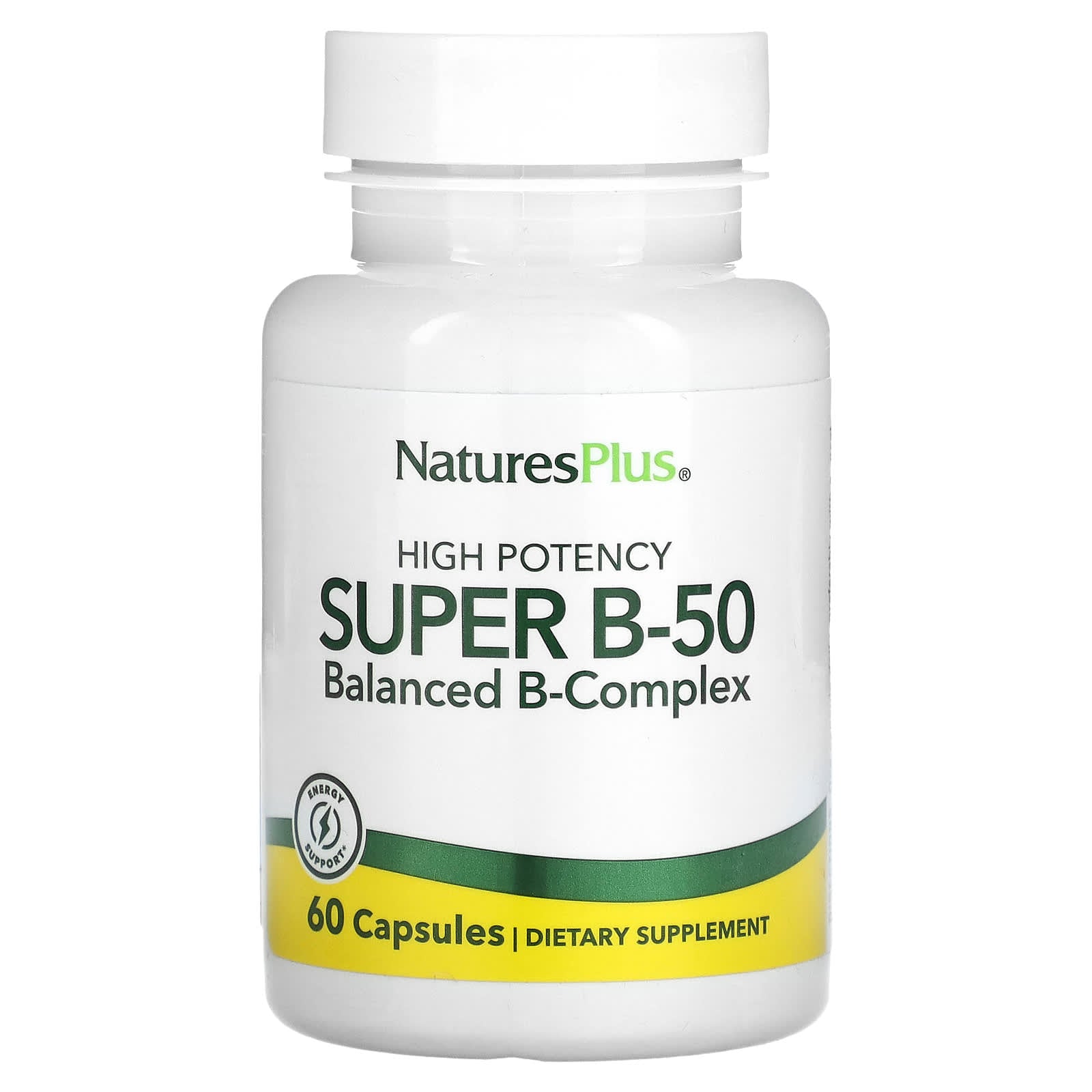 Nature's Plus, Super B-50, 60 Vegetarian Capsules UPC 097467013100 | Hilife Vitamins